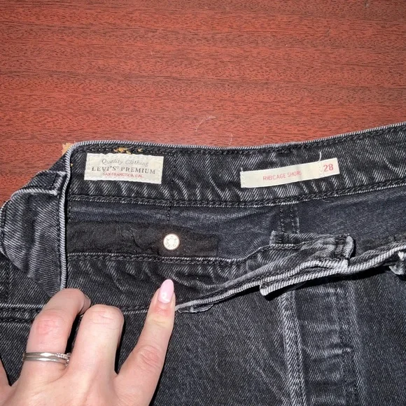 Levi's Distressed Black Jean Shorts - Picture 2 of 3